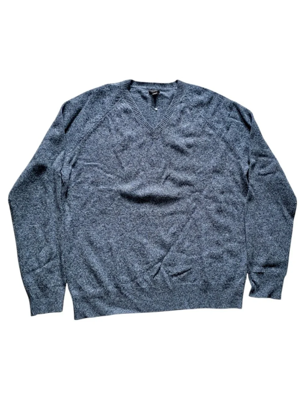J.Crew Lambswool V- Neck Lightweight Speckled Pull Over Sweater XL Dark Blue